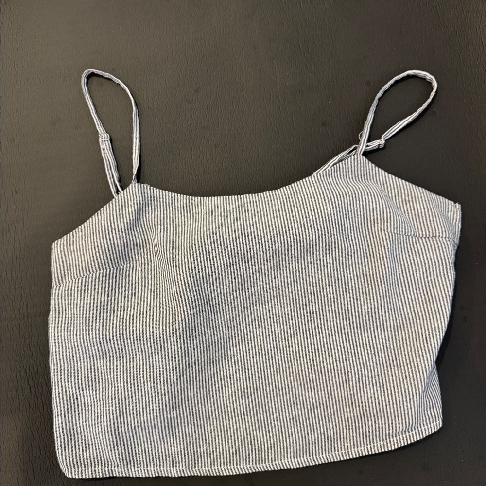 Brandy Melville Blue and White Pinstripe Spaghetti Strap Crop